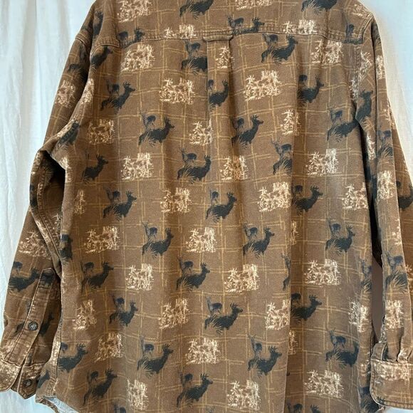 Woolrich flannel XL long sleeved chocolate brown black print - Picture 6 of 6